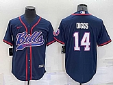 Men's Buffalo Bills #14 Stefon Diggs Navy With Patch Cool Base Stitched Baseball Jersey,baseball caps,new era cap wholesale,wholesale hats